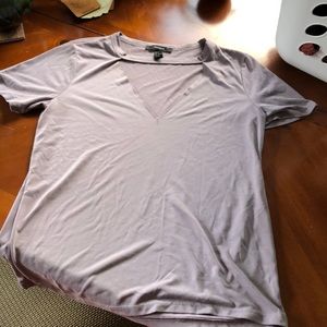 Purple Forever21 V neck cut out t-shirt